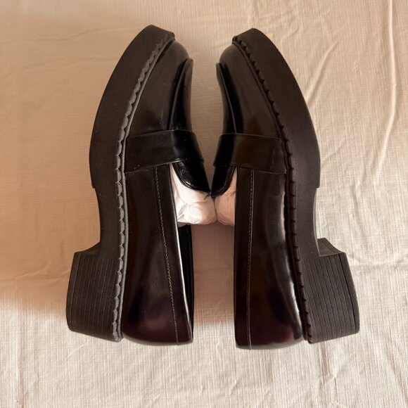 Vince Camuto Echika Black Italian Patent Leather Platform Block Heel Loafer Size - Picture 4 of 11